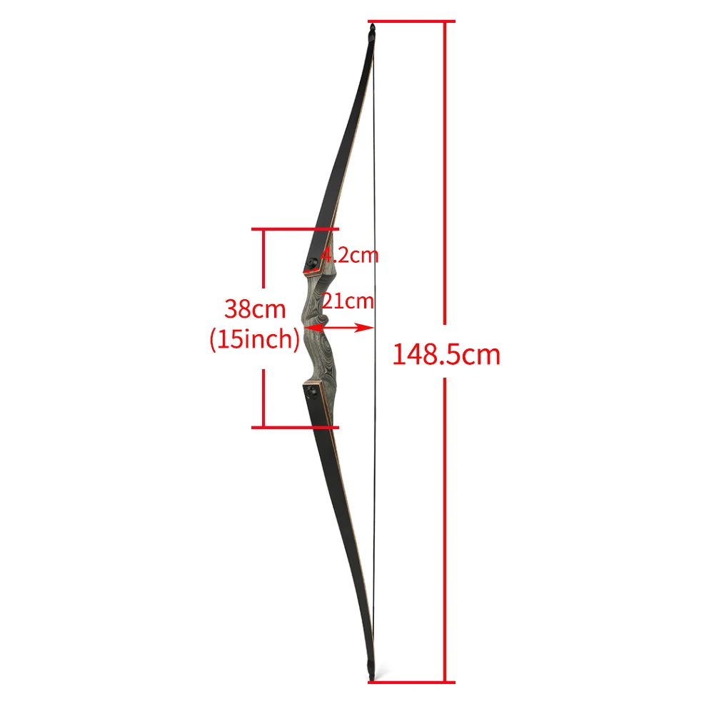 Imagem -06 - Arco e Flecha Longbow Madeira Black Hunter Takedown Recurve Bow American Hunting Target 2060lbs Longbow 60