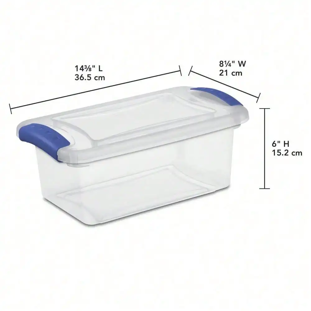 3-Pack 7 Quart Small Clear Plastic Storage Bins with Latching Lids, Stackable Organizer Containers for Home Organization, Kitchen Pantry, Office Supplies, Craft & Closet Storage, Transparent with Blue Latches view 3