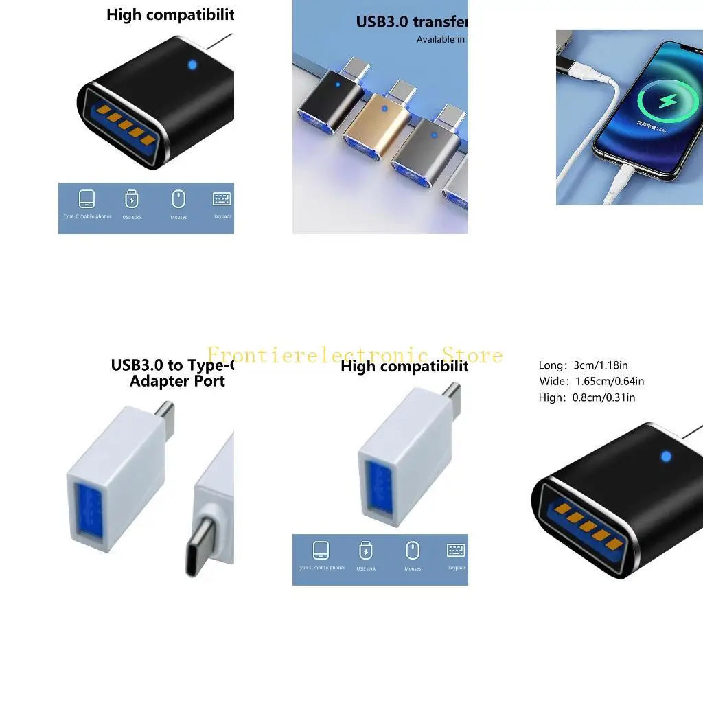 G8DB Phones Charging Adapter with Inidicator Light Type C to USB Converters Adapter