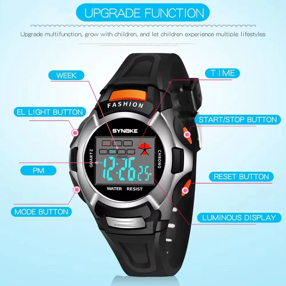 UTHAI CE25 子供腕時計スポーツキッズ腕時計シリコーンストラップ防水 LED デジタル腕時計子供子供女の子男の子手首