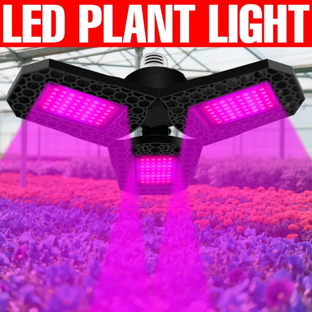 80W Foldable LED Grow Light Bulb Full Spectrum E27 Plant Fill Lamp Greenhouse Tent Hydroponics Flowers Vegs Cultivation Lighting