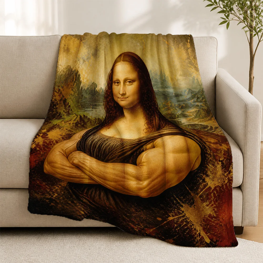 Luxurious Classical Art Portrait Throw Blanket for Sofa Couch Home Decor Living Room Painting Tapestry Renaissance Style Gift