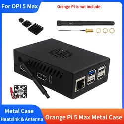 Orange Pi 5 Max Metal Case Aluminum Alloy Protection Shell with Cooling Fan Optional Antenna Heat Sink for OPI 5 Max