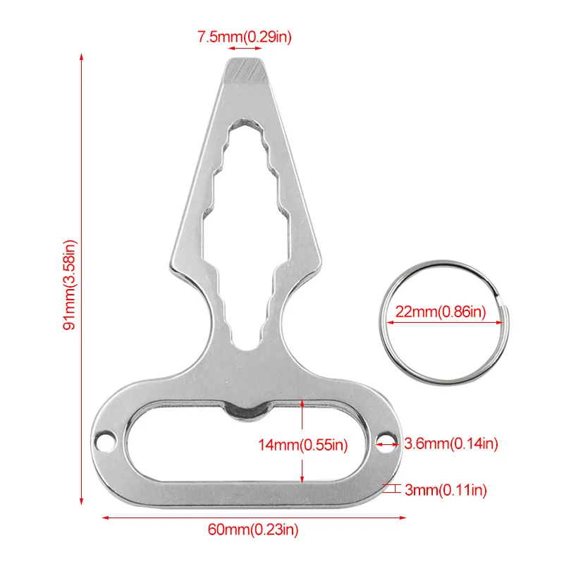 Multifunctional Wrench Outdoor Camping Supplies EDC Stainless Steel Self-defence Tool Pendant Keychain