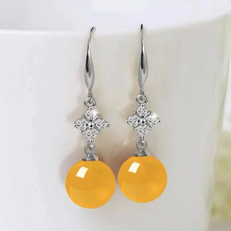 

Natural Green Chalcedony Hand Carved Water Drop Earrings Fashion Boutique Jewelry Men's and Women's Earrings Gift Accessories