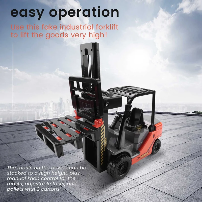 FBIL-1:22 Scale Lnertial Forklift Friction Fork Lift With Pallet Cargo Warehouse Truck Vehicle Model Toy Forklift For Kids