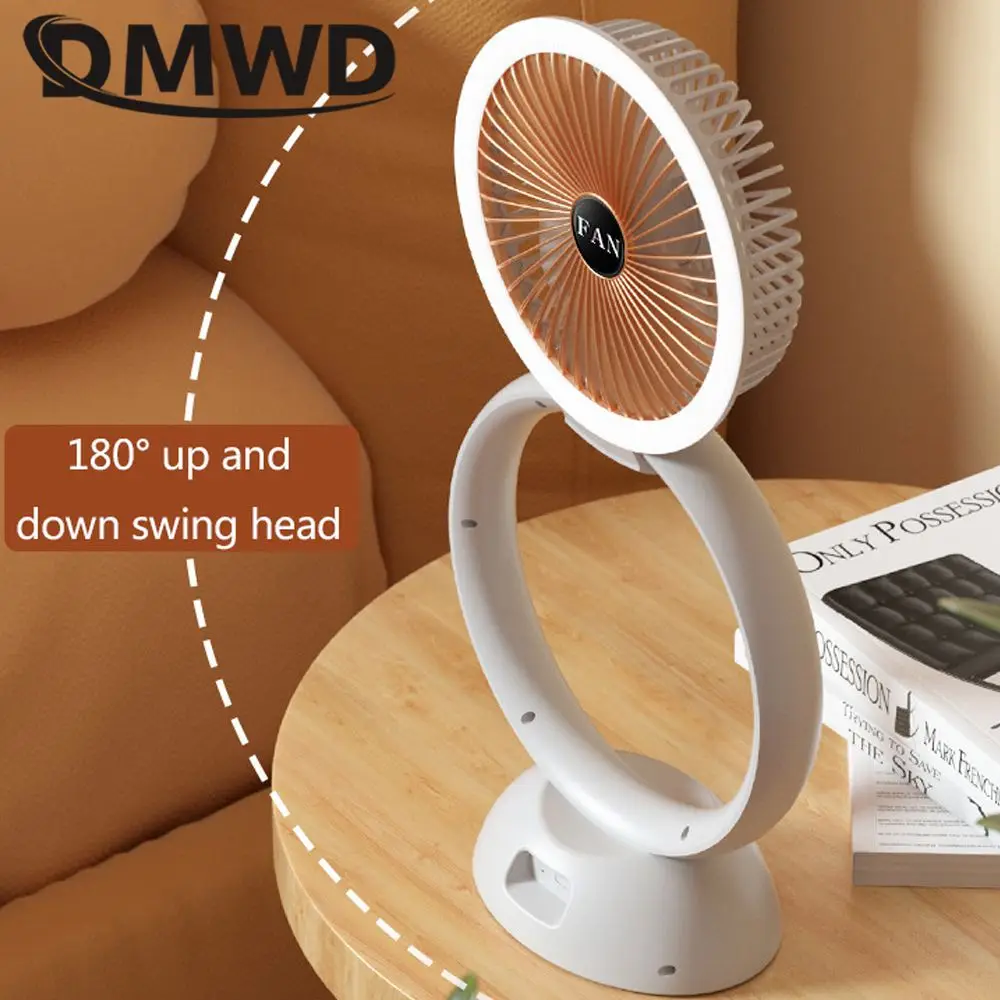 DMWD 가정용 전기 선풍기 에어컨, 데스크탑 냉각 기계, 사무실 쿨러, 야간 조명, 충전식 4 기어