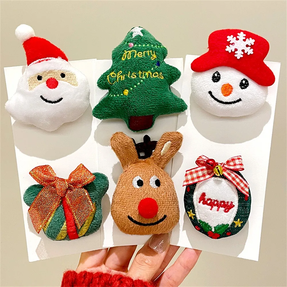 Cartoon Santa Claus Brooch Ins Cute Christmas Badge Holiday Party Lapel Pin Xmas Tree Elk Shape Sweater Bag Accessories Brooch