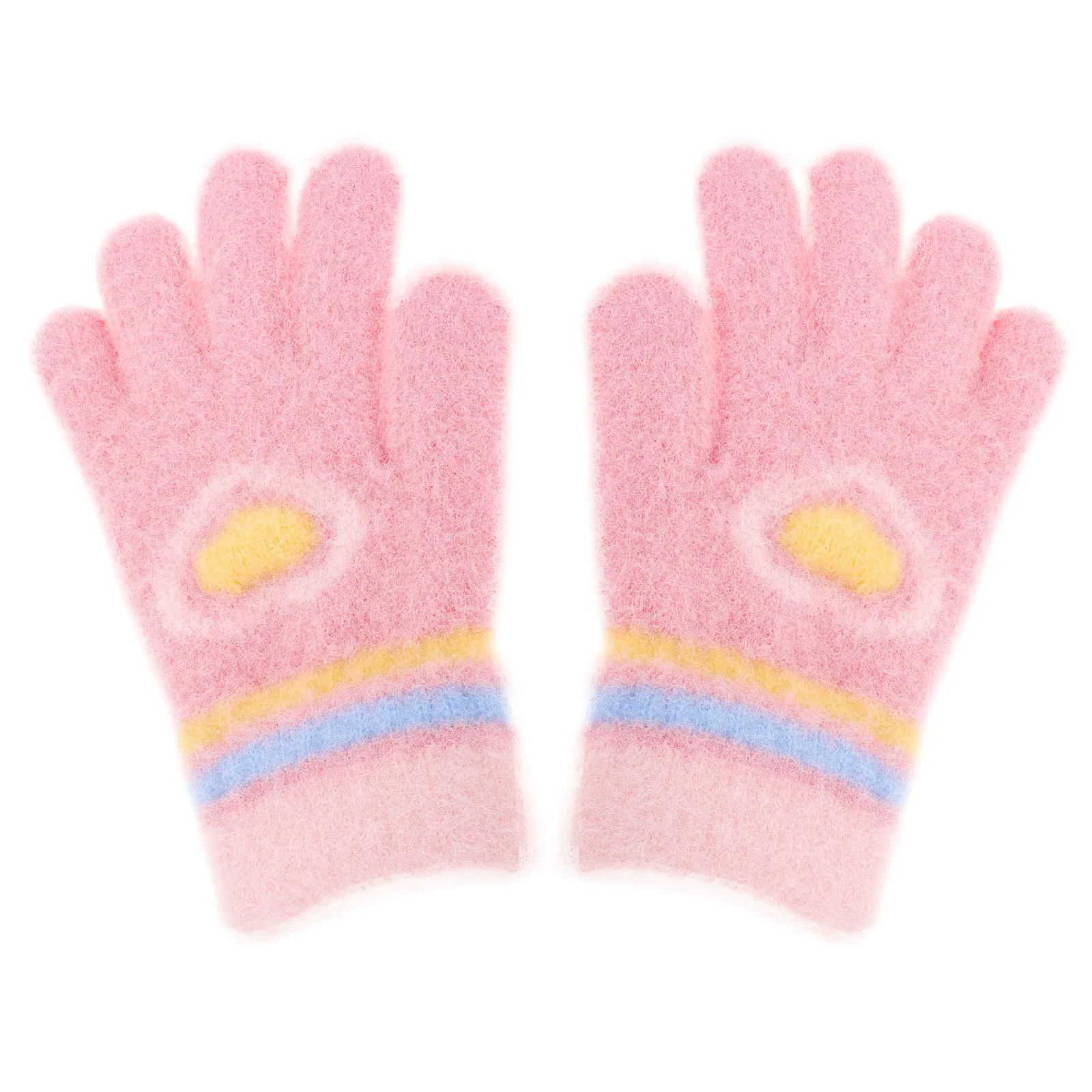 

1 Pair Knitted Winter Gloves for Toddler Girls Boys 3-5 Years Thick Warm Five-Finger Cotton Soft Stretchy Mittens for Autumn