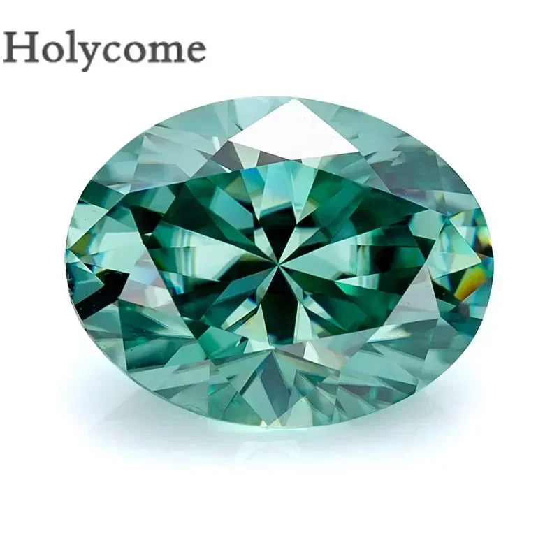 Holycome Moissante Factory Natural Green Color Brilliant Cut Oval Shape Chic Gemstone Test Positive GRA Certificate Loose Stone