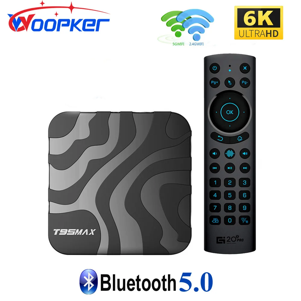 

Woopker Android TV Box T95 Max Allwinner H618 4GB RAM 32GB ROM Dual WiFi BT4.0 Media Player with HDR10 Support 6K Resolution