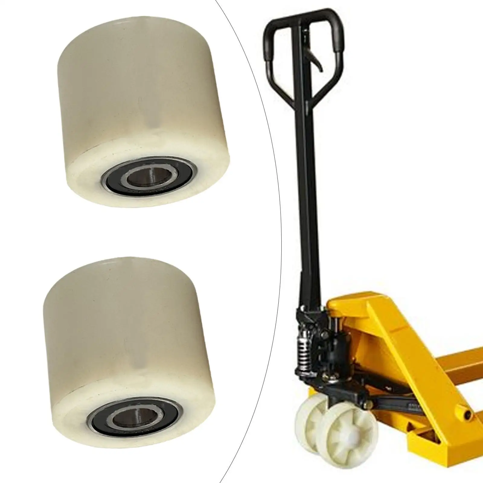 2 Pieces Pallet Truck Rollers Diameter 80 mm Width 70 mm Nylon Load Roller/Wheel with Ball Bearings 20mm bore