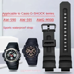 16mm Rubber Watchband For Casio G-Shock AW-591/590/5230/282B AW590 AWG-M100/M101 G-7700/7710 Bracelet Strap Silicone Wrist Band