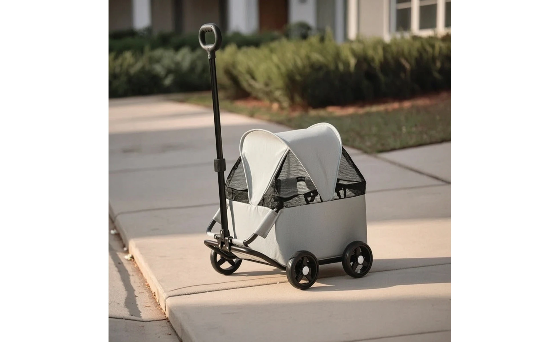 Four-Wheel Pet Stroller Compact Dog Stroller with Canopy Easy-to-Maneuver Roomy for Dogs, Outdoor Walks, Travel
