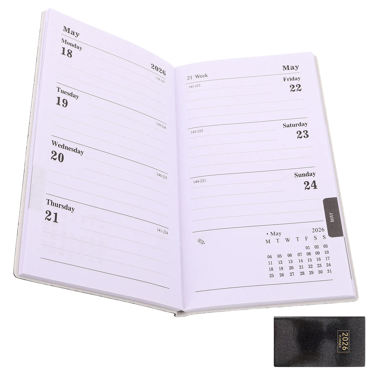 2026 A6 PU Leather Planner Notebook – Daily Weekly Monthly Calendar Organizer, Pocket Size for Students & Professionals