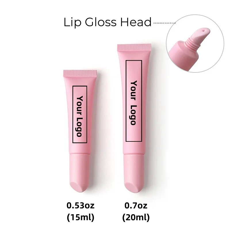 【Logo Customization】15ml/20ml Empty Pink Scrub Matte Lipgloss Tube Brand Building Logo Customization