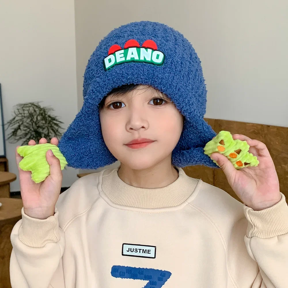 Children\'s Hat Autumn and Winter 2023 New Earflaps Thickened Medium and Big Children Knitted Hat Woolen Cap Fashion