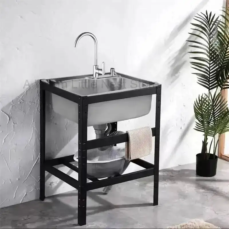 

Floor-standing Thickened Sink Stainless Kitchen Vegetable Steel Basin Single-slot Kitchen Accessories Commercial Washing Basin