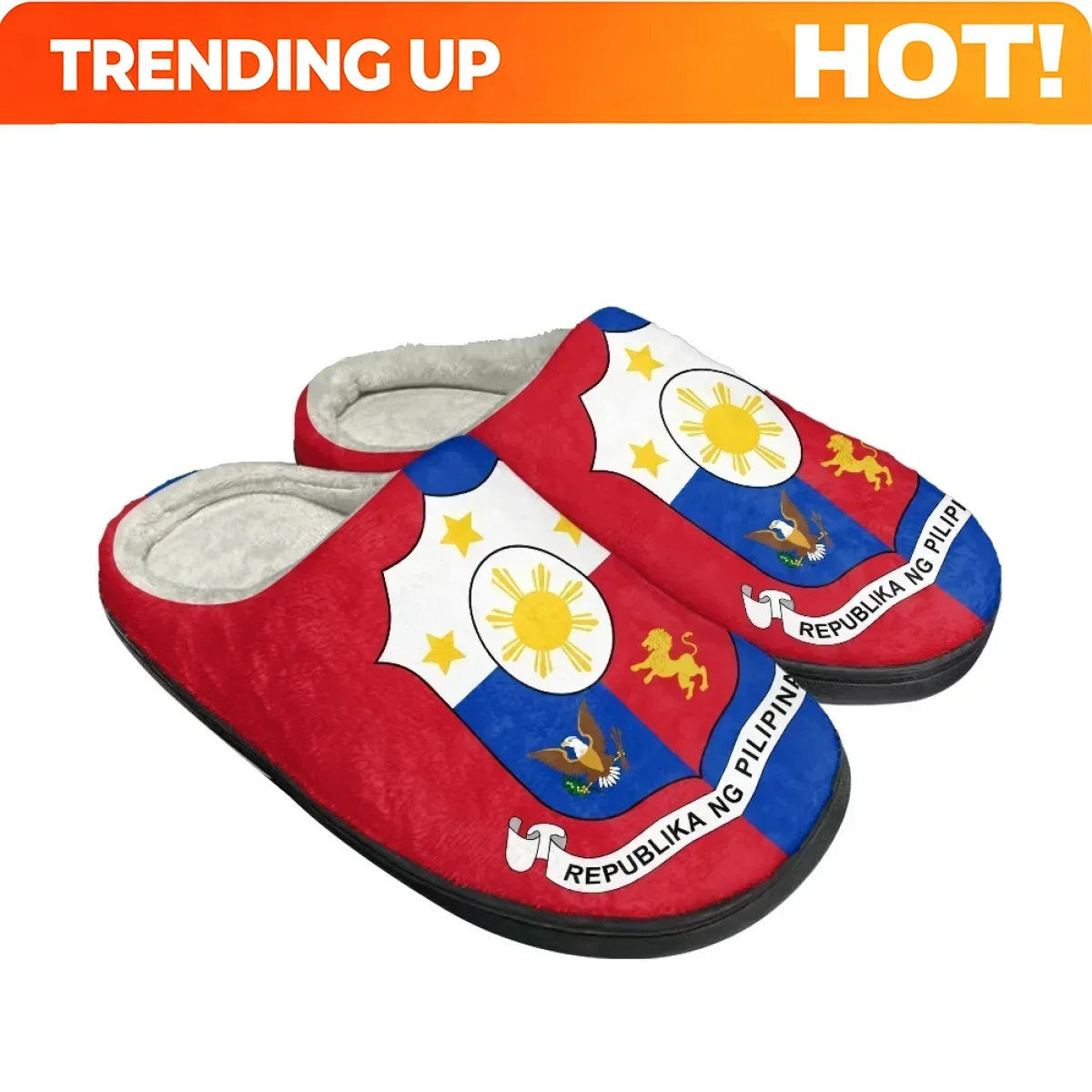 Winter Warm Cozy Slippers For Women Philippine Flag Print Couples Slides Drop Ship Autumn Winter Bedroom Lady Cotton Slippers