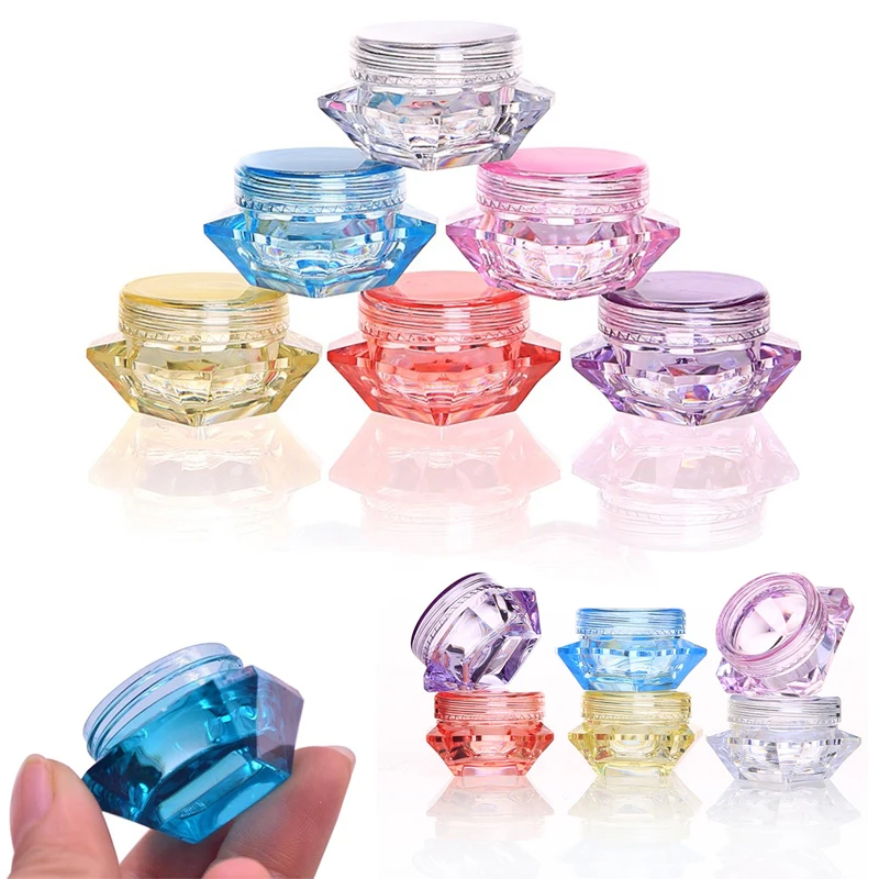 50Pcs 3g/5g Empty Plastic Diamond Shape Cosmetic Jars Portable Travel Sample Pots Containers For Lotion Cream Makeup Eye Shadow