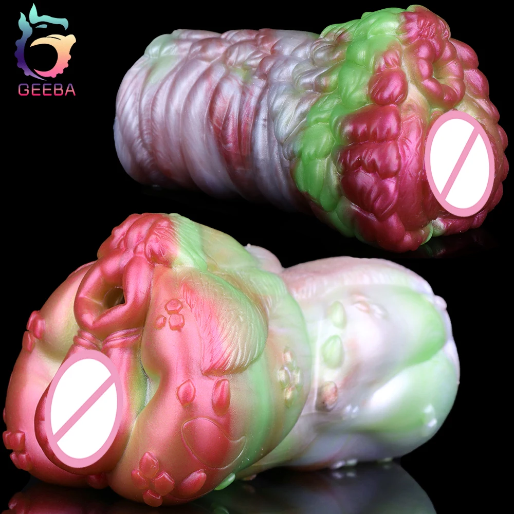 GEEBA Silicone Dual Head Enter Male Masturbator Fantasy Animal Pussy Man Penis Stroker Realistic Vagina Sex Toys Adult Onahole