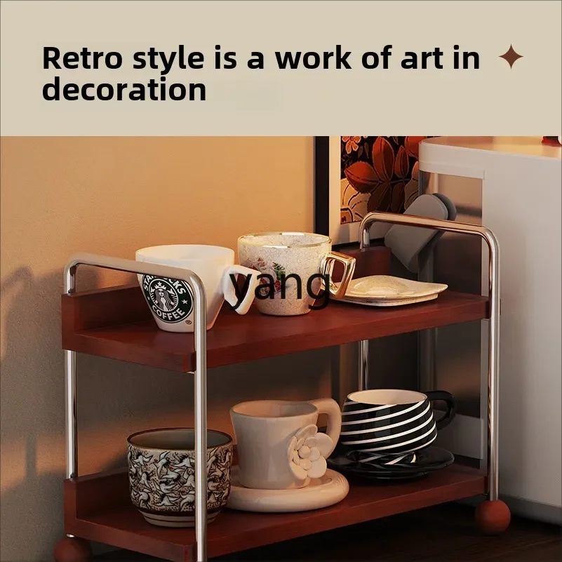 LHH  medieval solid wood multi-layer lattice cup holder, desktop cup display display rack