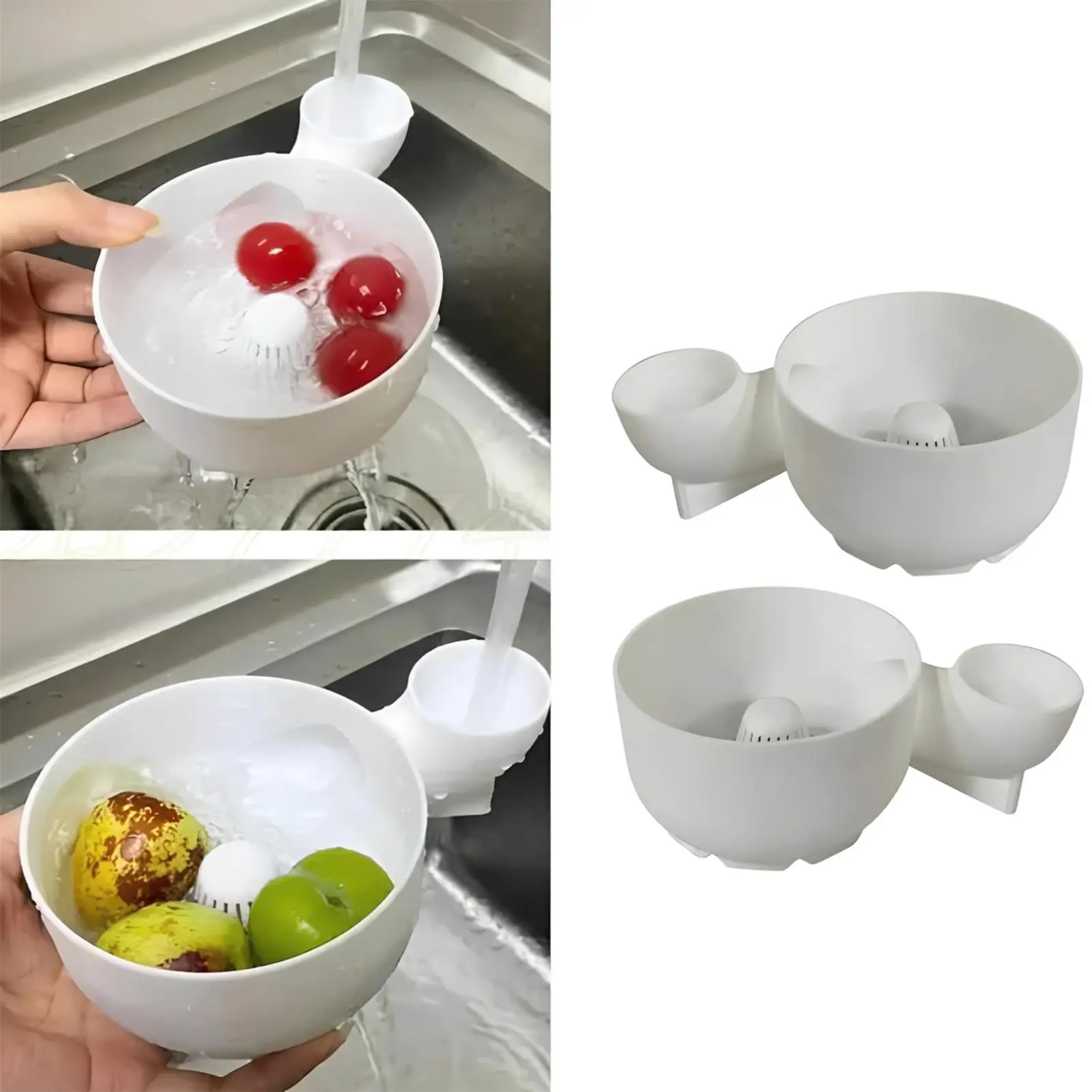 Centrifugador de Frutas Automático Multifuncional 4 en 1, Tazón para Lavar Fresas, Kumquats, Uvas, Mora, Frambuesas y Dátiles