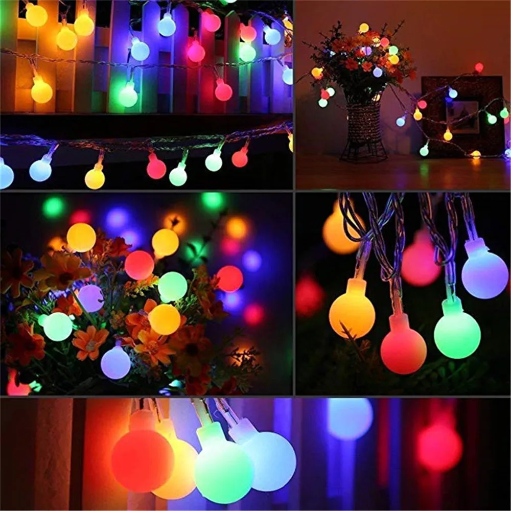 Guirxiété lumineuse LED avec boule de 40 LED, prise UE, lampe de décoration de vacances, lumières de Noël de festival, éclairage extérieur et