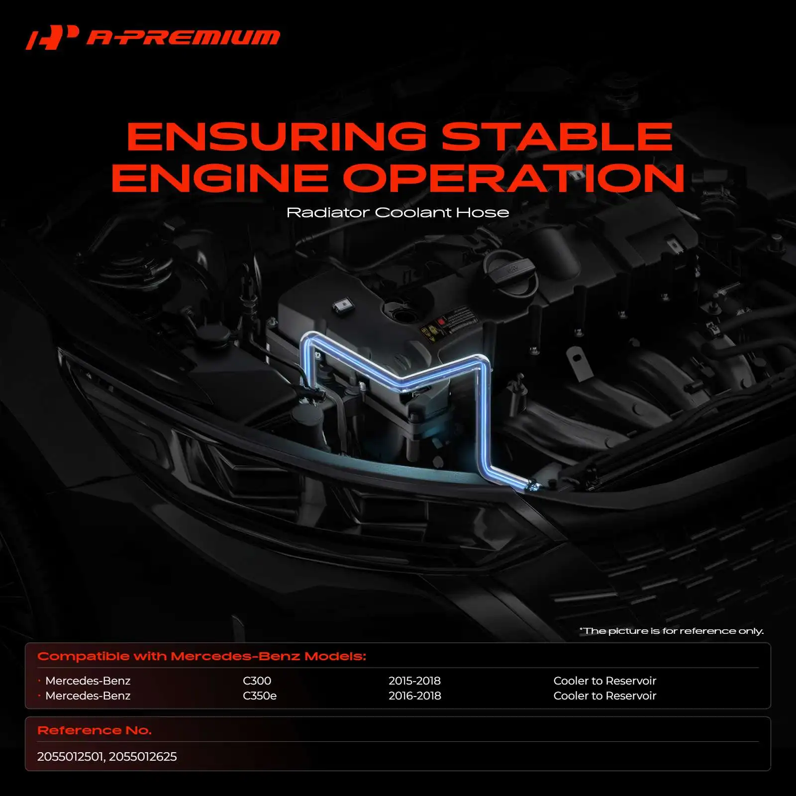 A-Premium Radiator Hose for Mercedes-Benz C300 2015-2018 C350e 2016-2018