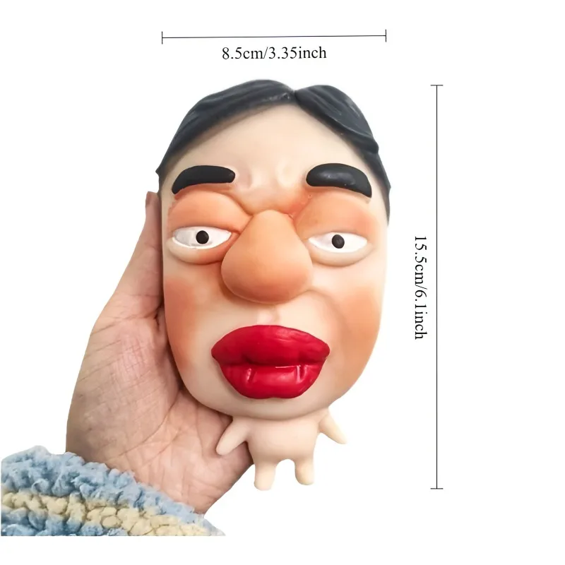 Cute Sensory Squeeze Toy Fun Big Face Shape TPR Soft Rubber Material Toy Slow Rebound Fidget Toy for Friends Stress Relief  Gift