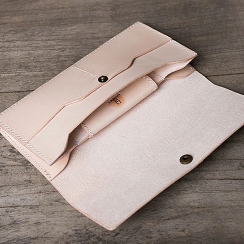 DIY Sewing Pattern Craft Leather Long Wallet Bag, Die Cutting, Kraft Paper, Hollow Stencil Template, 20x9.2x2cm