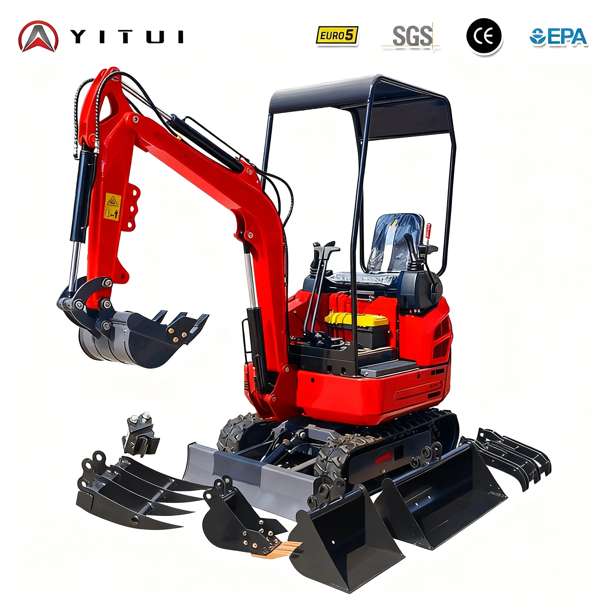 Мини-экскаватор Kubota по индивидуальному заказу, 2,0 тонны, высококачественный EURO 5, EPA с насадками, многоцелевой мини-экскаватор