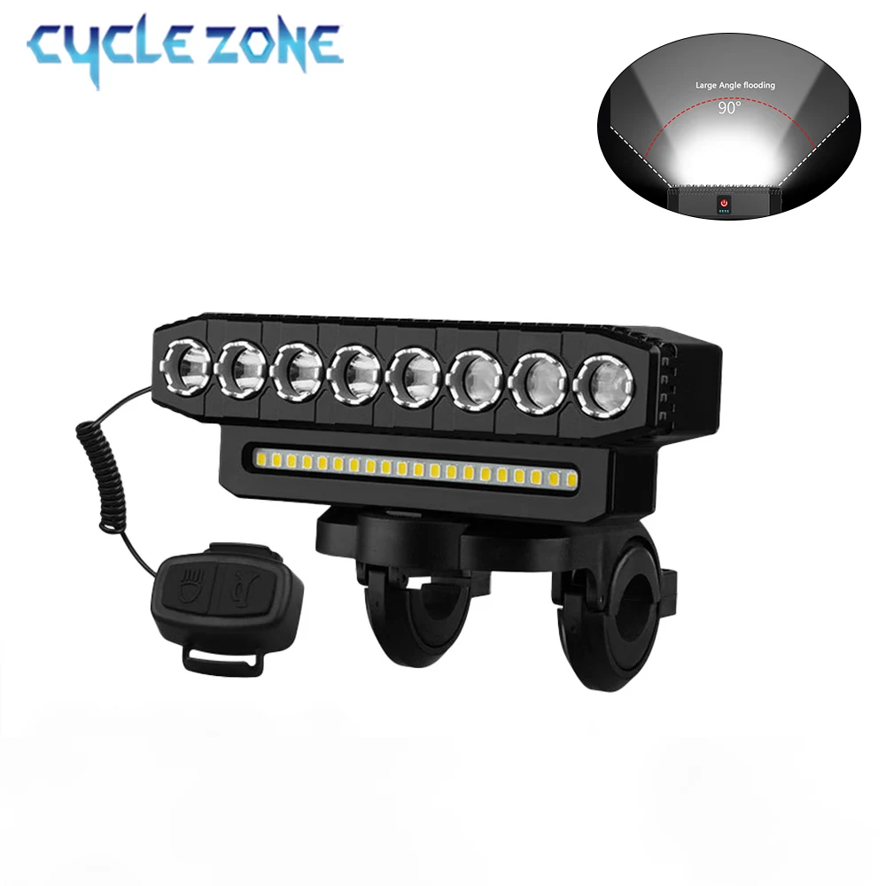 Luz delantera de bicicleta de 8 LED, faros impermeables para bicicleta de montaña y carretera, recargable por USB, luz delantera de bicicleta de 5