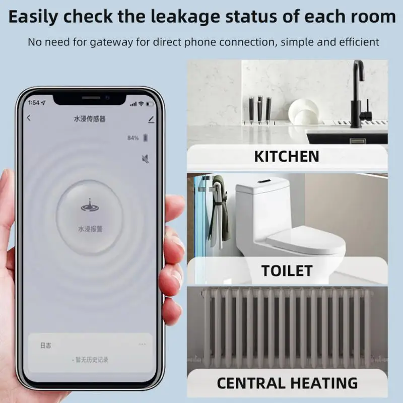 Tuya-インテリジェント漏水センサー,リアルタイム監視,wifi,アプリケーション制御,rf433