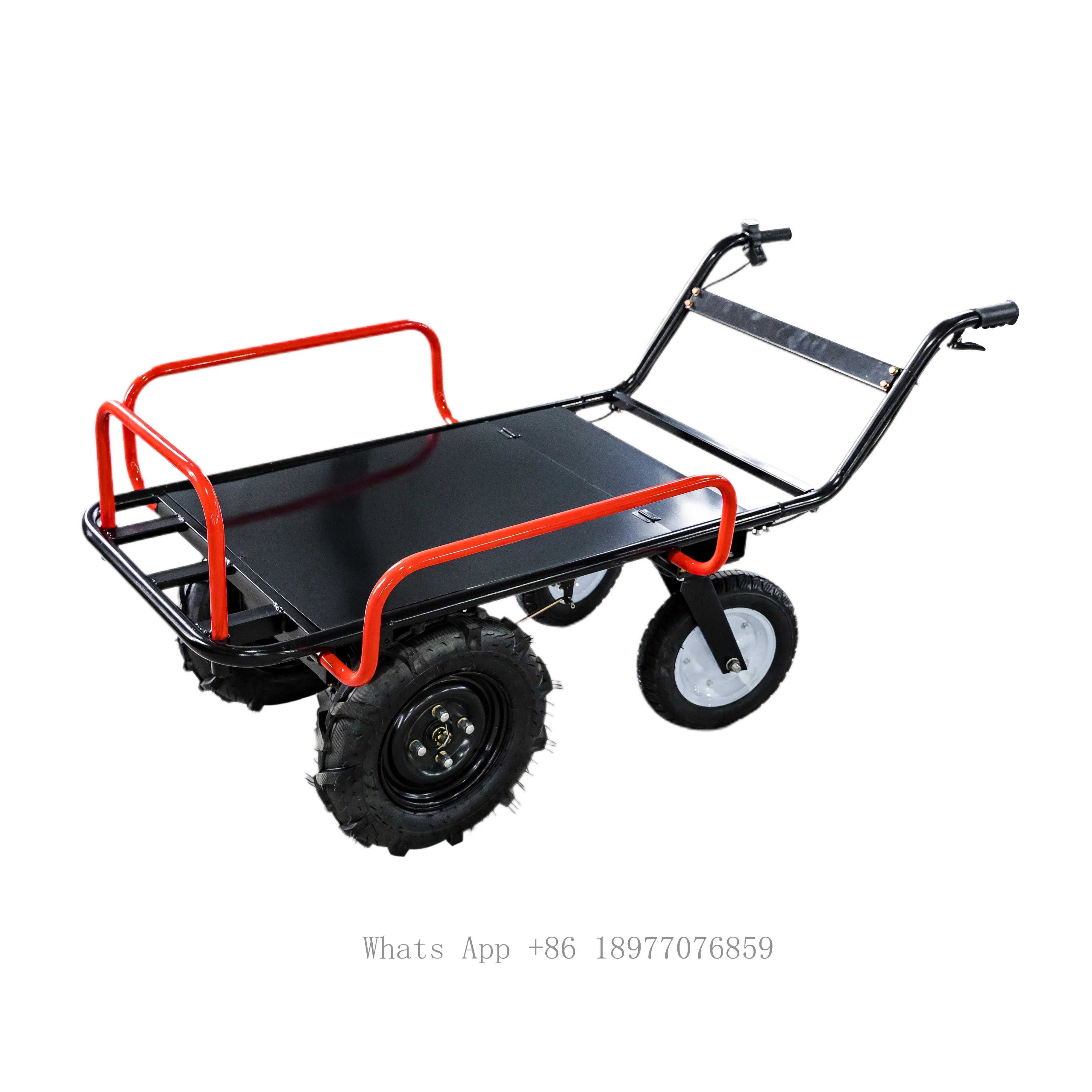 4 Wheel Metal Cargo Outdoor Garden Cart Dump Wagon Heavy Duty 4 Wheels Platform Hand Cart Trolley