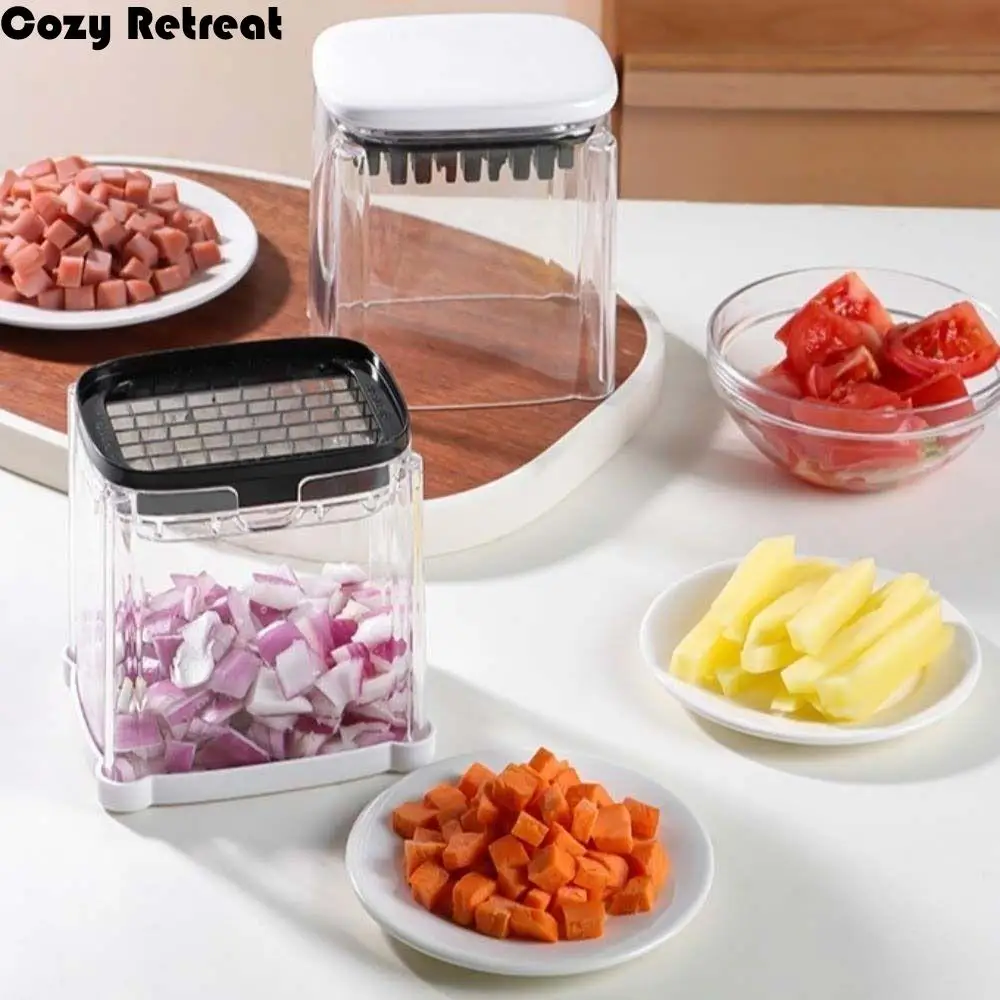 

Multifunctional Manual French Fries Cutter with 2 Blades Stainless Steel Vegetable Dicer Plastic Efficient Fruit Slicer Cooking