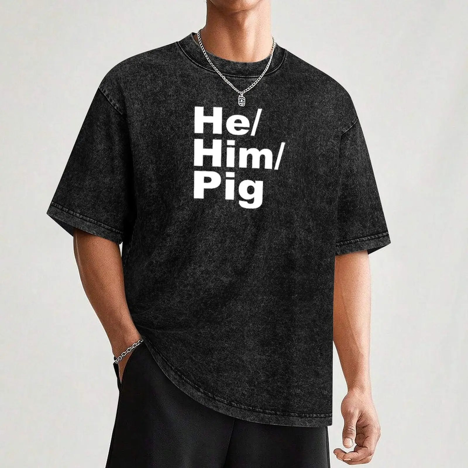 He/Him/Pig T-Shirt Soft Basic Cotton Short Sleeve Tee