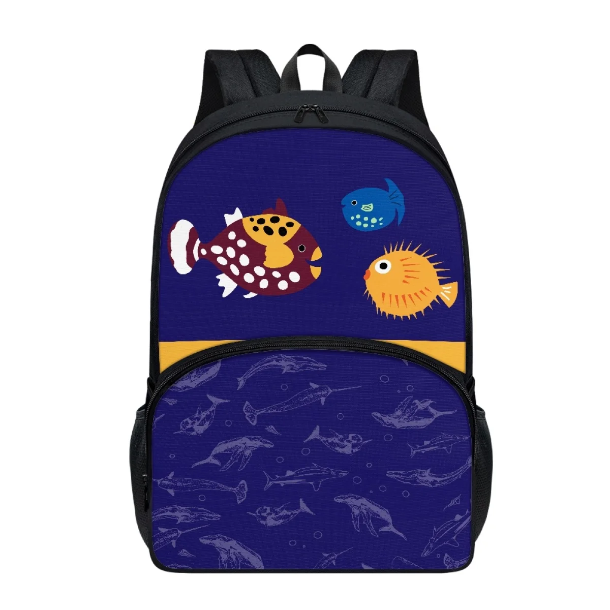 FORUDESIGNS Cartoon Fish Schoolbags Student Cute Backpacks Lightweight Multipurpose Double Zipper Bookbags School Supplies