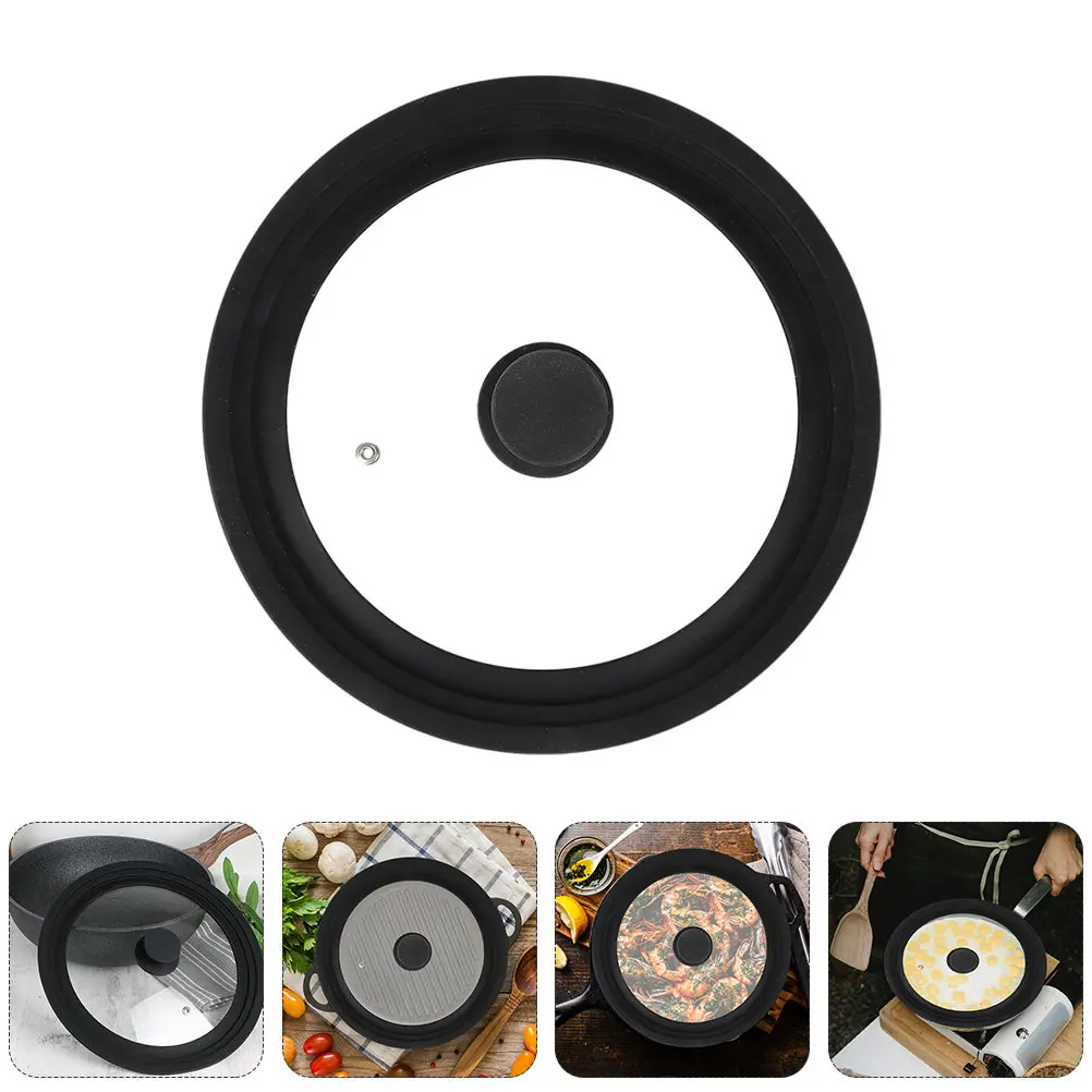 1Pcs Silicone Rimmed Tempered Glass Pot Lid for Frying Pan and Stew Pot Visible Cooking Anti Oil Splashing Universal Kitchen