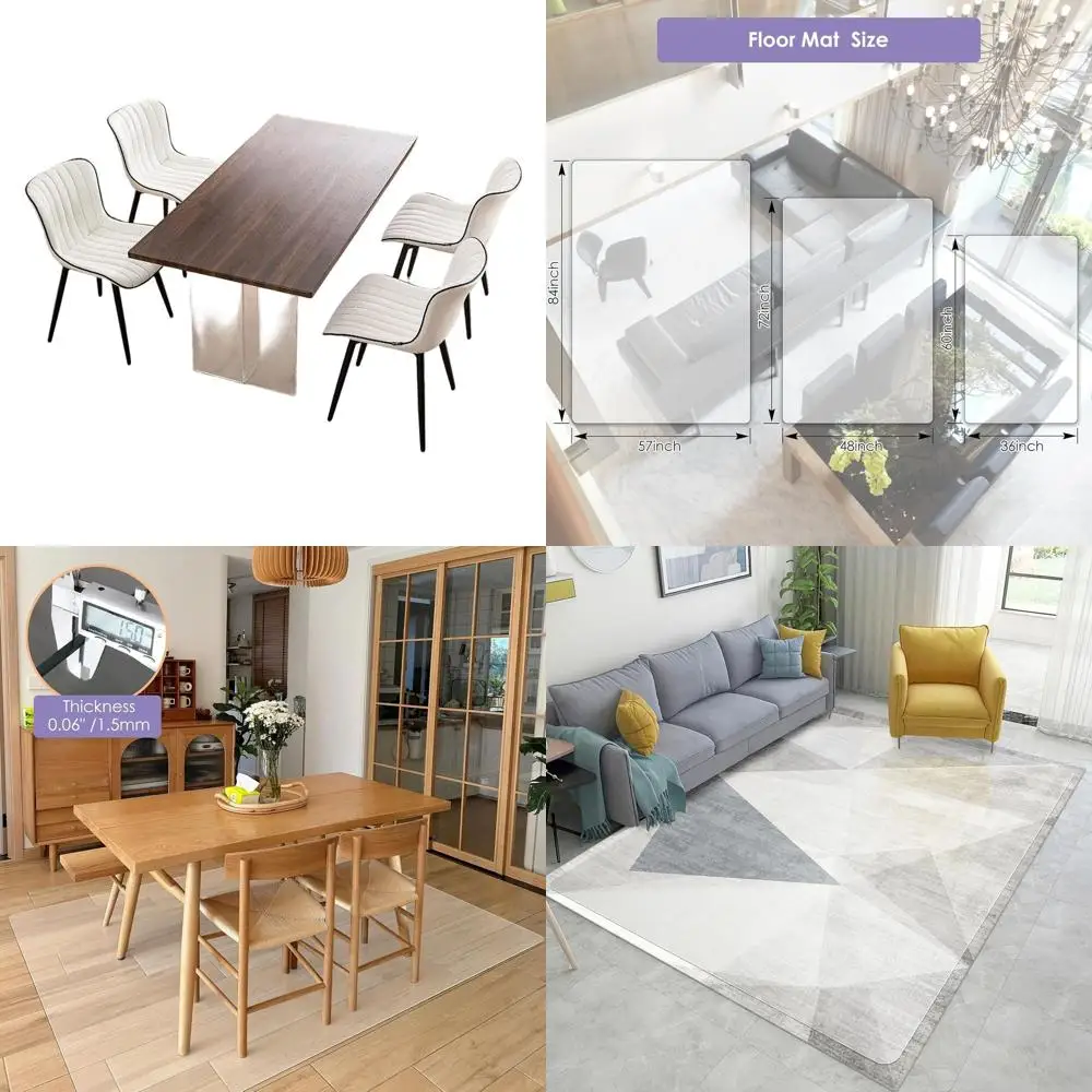 

Защитный коврик из прозрачного ПВХ 4x6 футов для пола - нескользящий, устойчивый к царапинам, для дома, столовой, кухни, прачечной, спальни