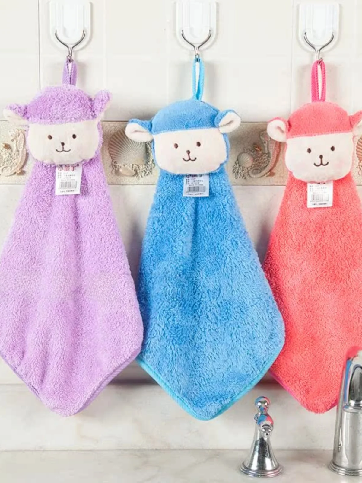 Toalla de mano absorbente gruesa con diseño de dibujos animados, paño cuadrado pequeño para colgar en la cocina o el baño, para lavarse las manos y secarse.