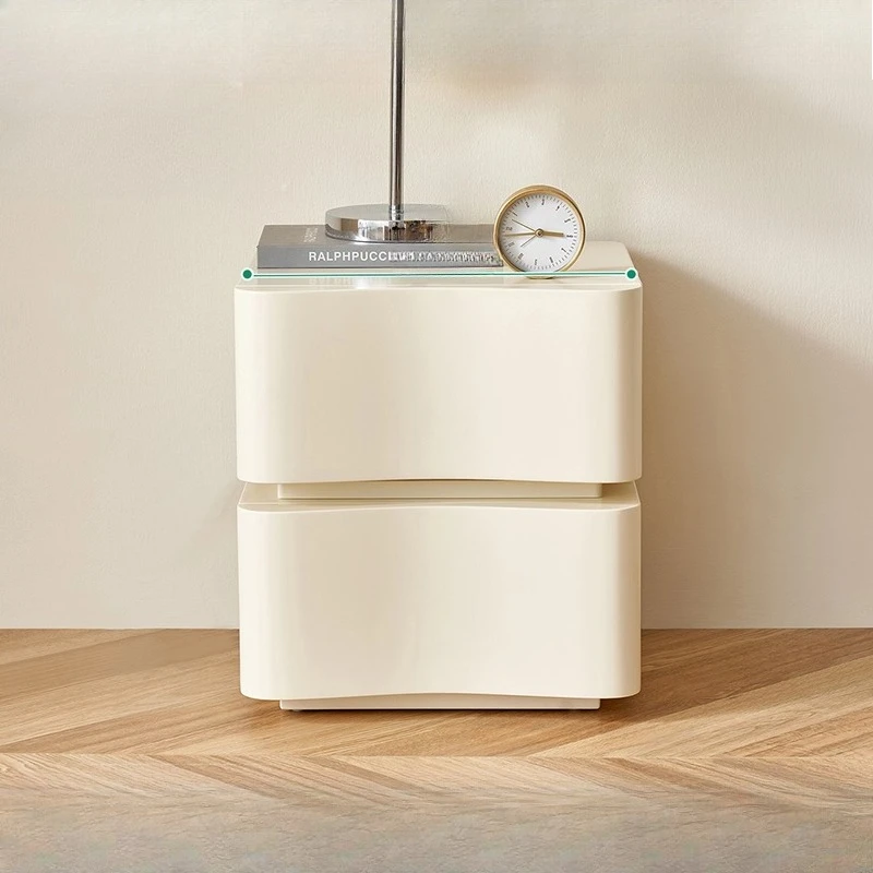 

Coffee White Nightstand Bedroom Wood Luxury Comfortable Space Saving Corner Bedside Table Low Cabinets Muebles Home Furniture