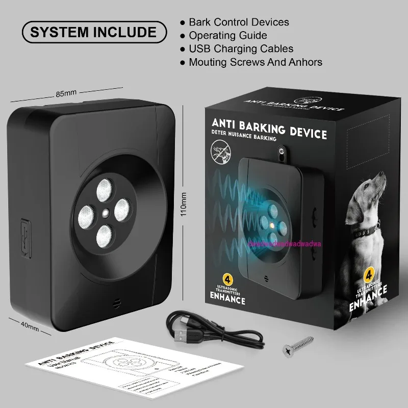 K3 4 Heads, Ultrasonic Anti-barking Device, Repellent, Anti-dog Barking Dog Trainer, Rechargeable Model.