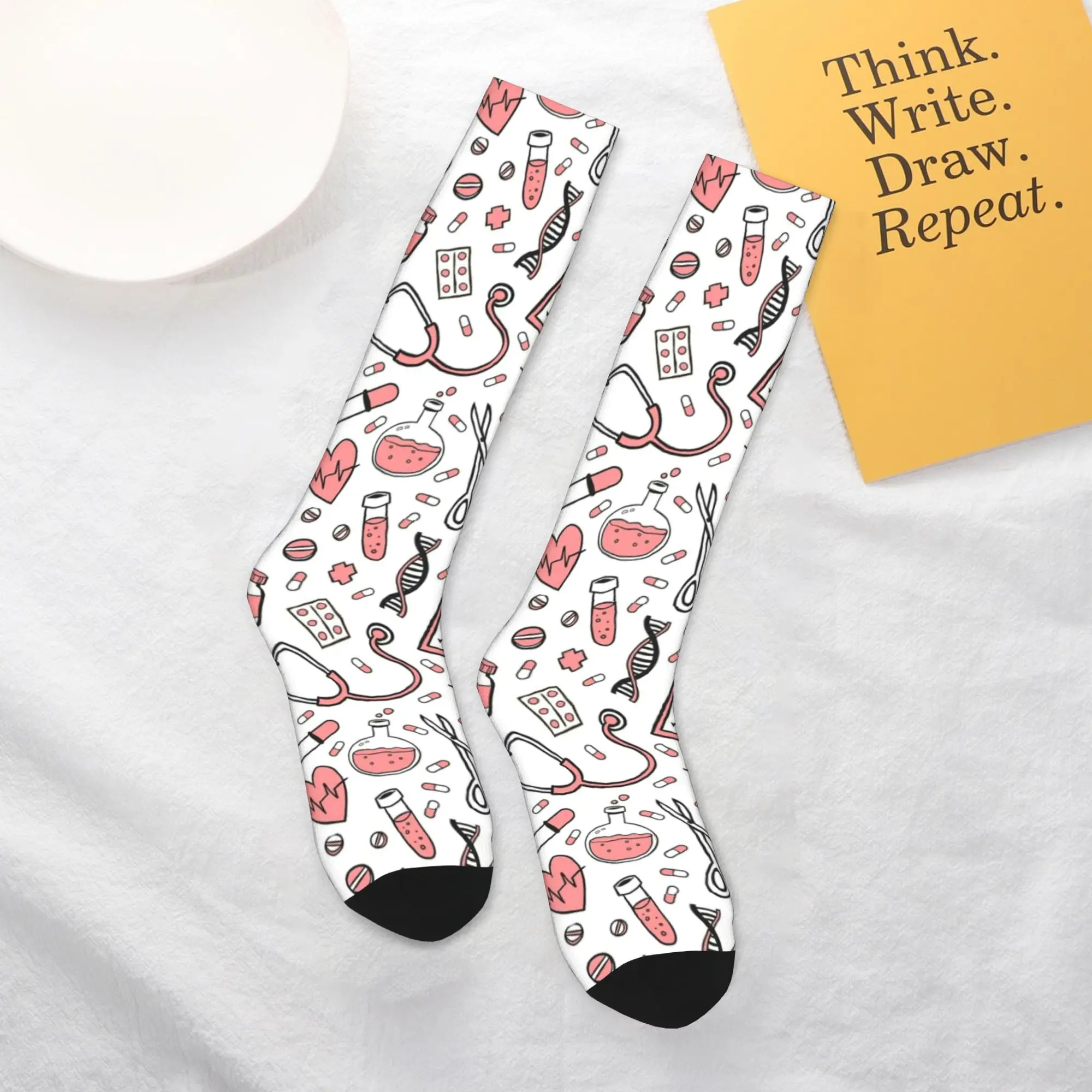 

Enfermera En Apuros медицинские носки для доктора и медсестры, чулки в стиле Харадзюку, всесезонные длинные носки, аксессуары для мужчин и женщин, подарки