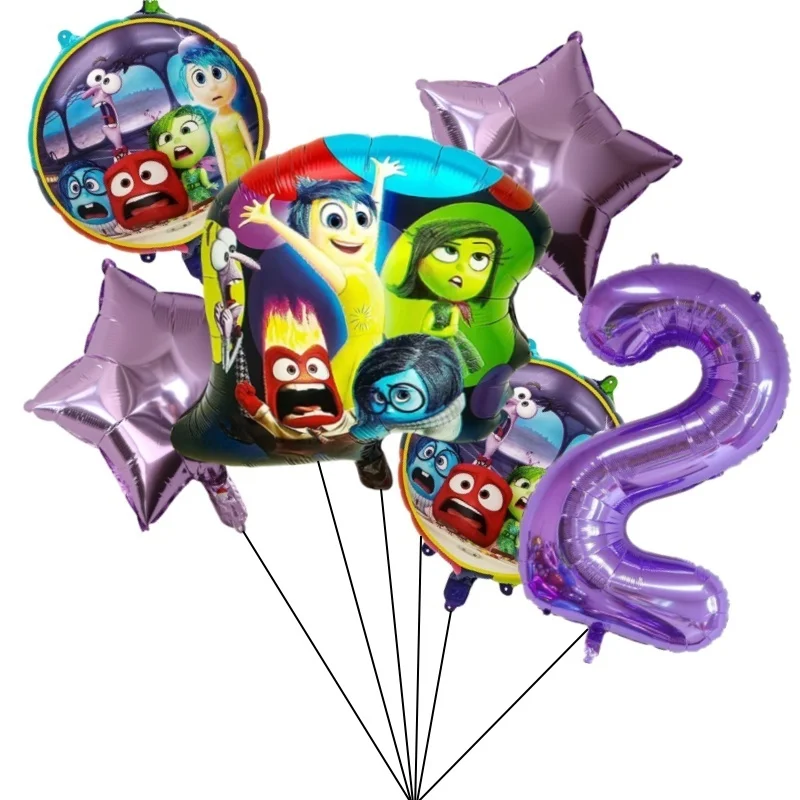 6Pcs Disney Inside Out Party Foil Balloon Decoration Boys Girls Birthday Party 1 2 3 4 5 6 7 8 9th Kids Toy Globos Supplies