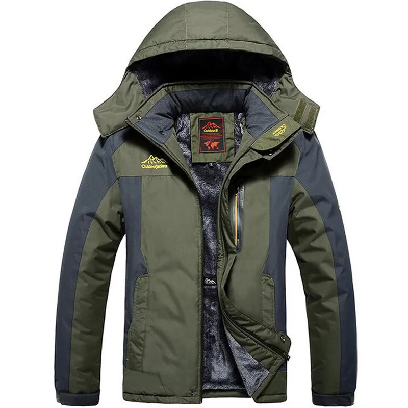 Outdoor Hardshell Plus Size Men\'s Field Fishing Clothing Winter Waterproof Windproof and Cold Resistance Mountaineering Jacket