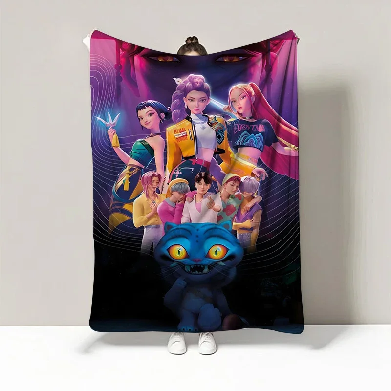 

KPOP Demon Hunters Warm Flannel Throw Blanket Soft Multifunctional Decorative Universal Holiday Gift Home Textile