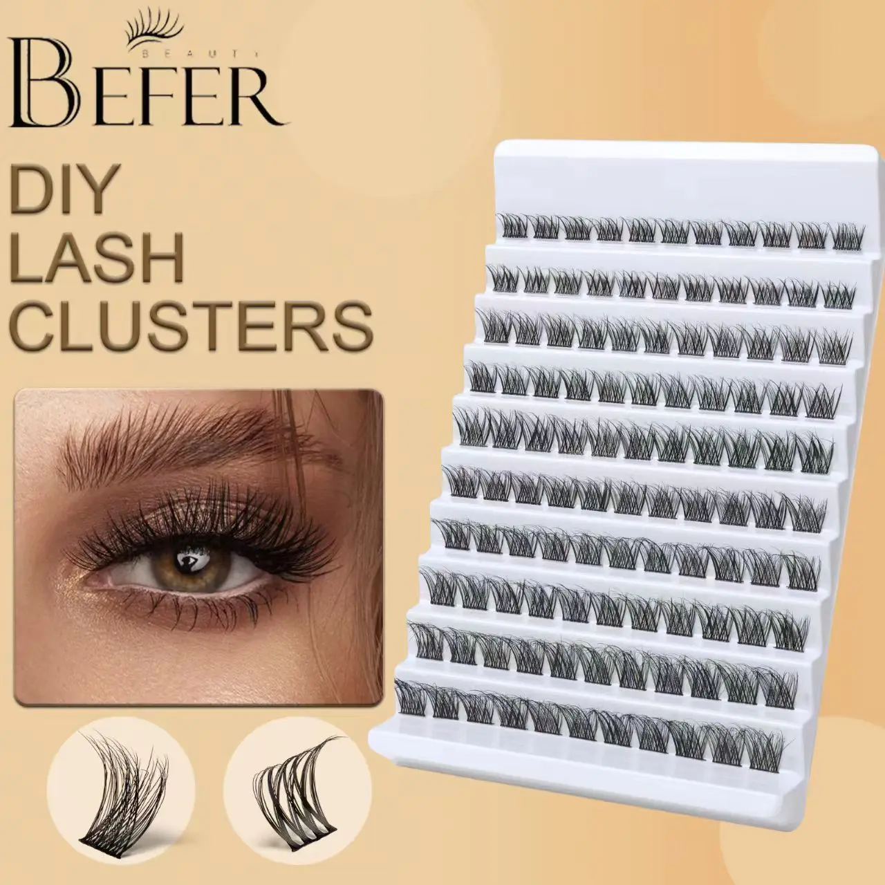 

Befer DIY False Eyelashes Fluffy Soft Individual Lashes Clusters Lightweight Makeup Volume Lashes Extension D Curl Lash Trays