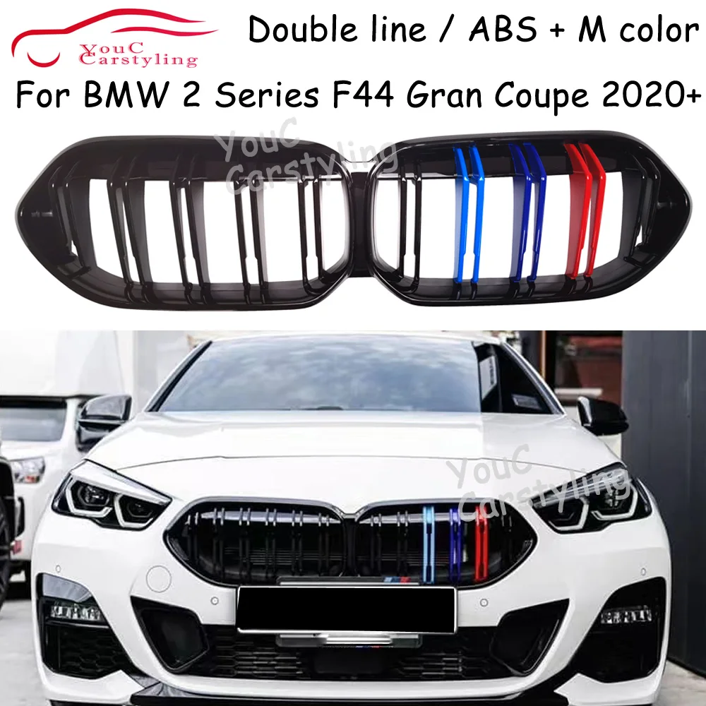 

For BMW 2 Series F44 2020+ Front Bumper Grills Kidney Racing Grill Double Slat Glossy M Color ABS Replacement Grille