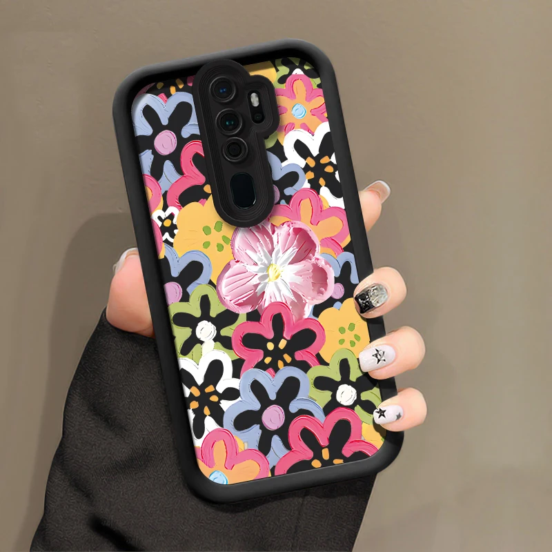 Casing Ponsel Motif Bunga Lucu untuk OPPO A60 A54 A74 A38 A53 A52 A33 A32 A92S A72 A73 A76 A57 A55 Penutup Matte Tahan Benturan TPU Lembut